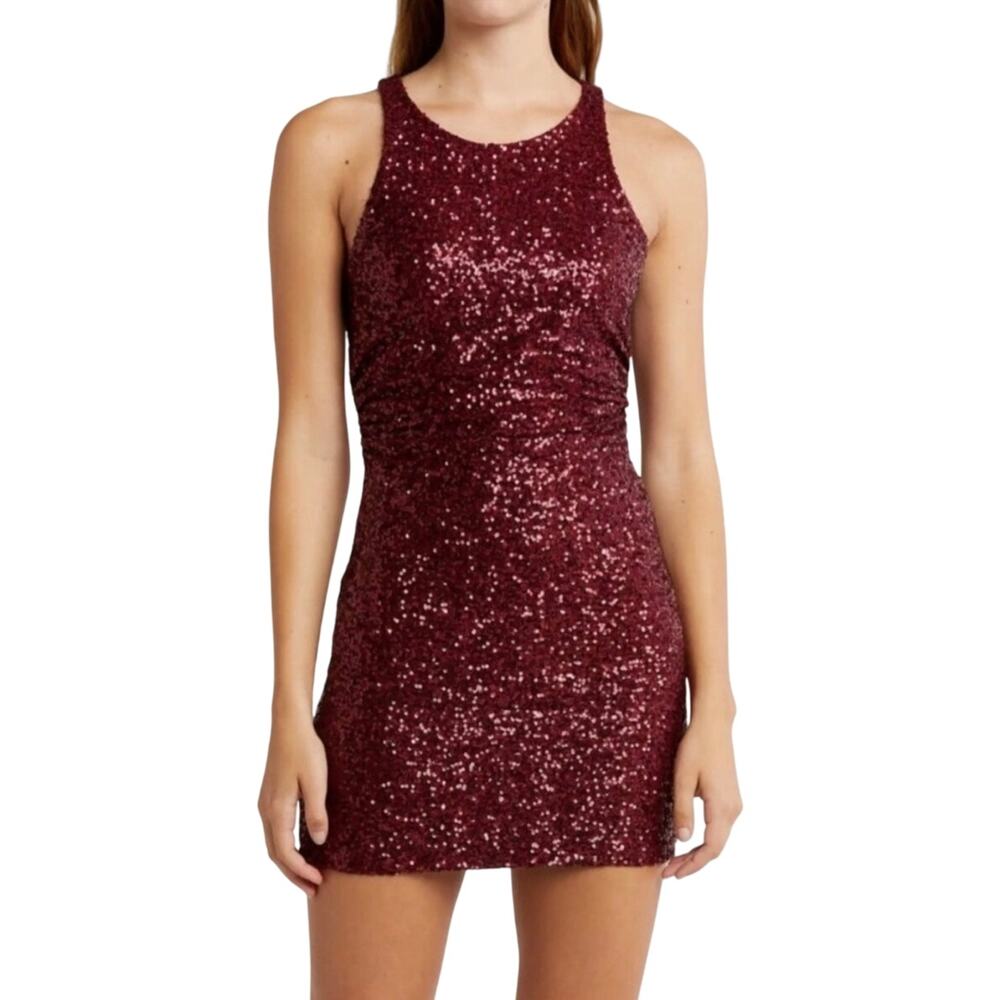Abound Ruby‎ Red Sequin Dress Size Large Sleeveless Cocktail Party NEW
